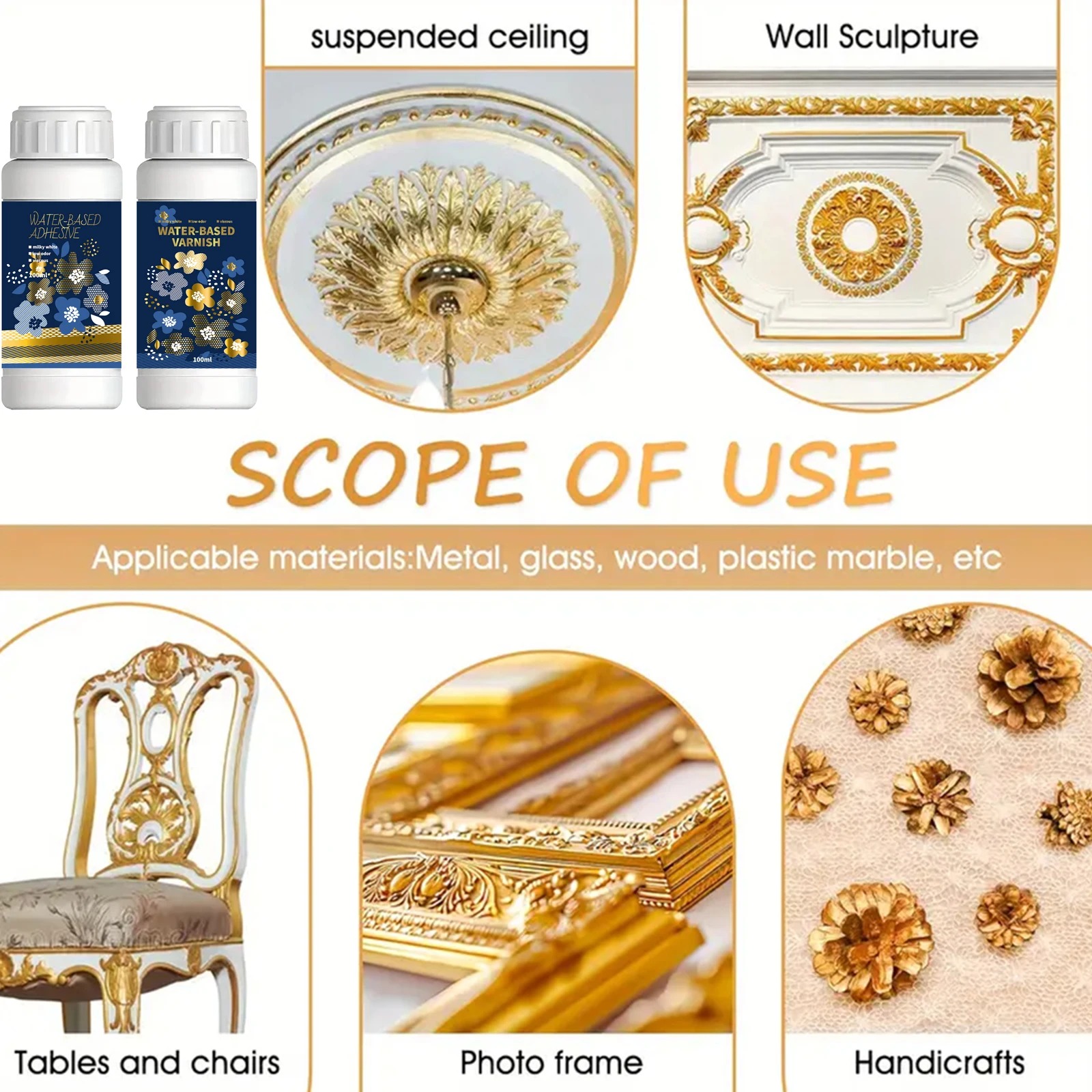 Kit adesivo dourado de folha d - Woodworking Resin avaliação e preço